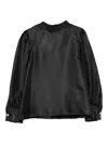 Balmain Geometric-pattern Puff-sleeve Blouse In Black