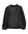 Balmain Geometric-pattern Puff-sleeve Blouse In Black