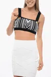 Balmain Geometric Patterned Knitted Bra Top In Multi