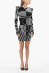 Balmain Geometric Patterned Rhinestoned Sheath Dress