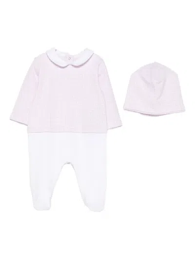 Balmain Geometric-print Babygrow Set In Gray