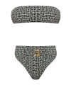 Balmain Geometric-print Belted Bikini In Black