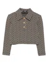 Balmain Geometric-print Buttoned Polo Top In Multi