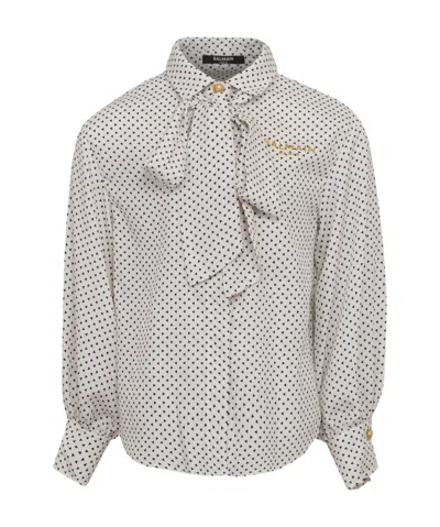 Balmain Geometric-print Crepe Shirt In White