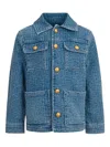 BALMAIN GEOMETRIC-PRINT DENIM JACKET