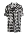 Balmain Monogram Printed Short-sleeved Shirt In Black