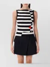 Balmain Boat-neck Face Mariniere Knit Tank Top