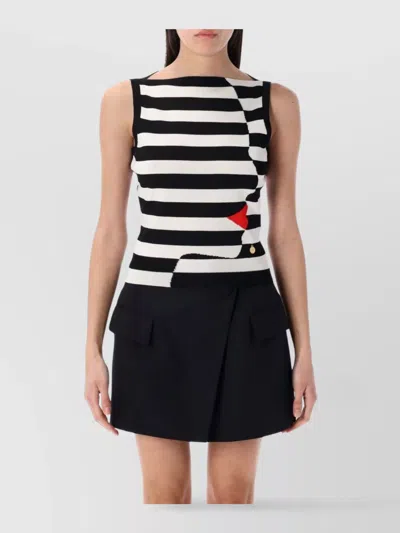 BALMAIN GEOMETRIC STRIPE FACE MOTIF TOP