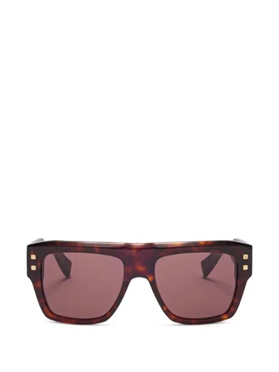 Balmain Geometric Sunglasses In Brown