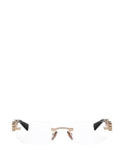Balmain Geometric-frame Rimless Glasses In Gold