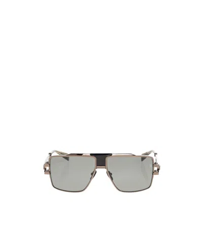 Balmain Geometric-frame Sunglasses In Brown