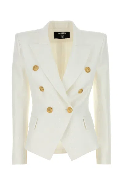 BALMAIN BALMAIN WHITE VISCOSE BLEND BLAZER