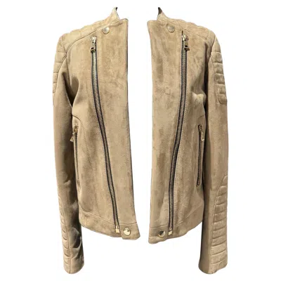 Pre-owned Balmain Giacca  Camoscio Beige In Brown
