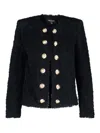 Balmain Edge-to-edge Silky Tweed Jacket In Black