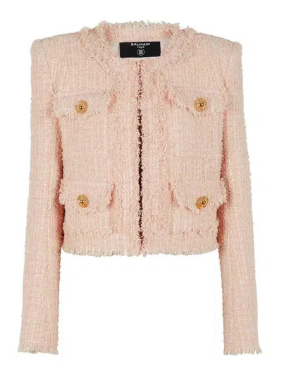 Balmain Bolero Jacket In Tweed In Multicolor