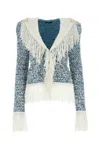 Balmain Fringed Tweed Blazer In Sljbleupâleblanc
