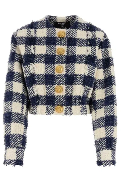 BALMAIN GINGHAM-CHECK JACKET