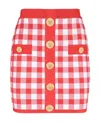 Balmain Vichy Buttoned Mini Skirt In Red