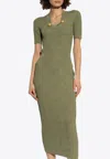 Balmain Gingham Knitted Midi Dress In Green