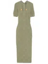 Balmain Gingham Knitted Midi Dress In 绿色