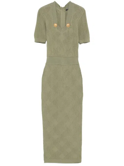 BALMAIN GINGHAM MIDI DRESS