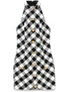 Balmain Gingham Tweed Minidress In Black