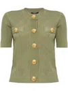 Balmain Button-detailed Knit Cardigan In Green