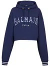 Balmain Gingham Paris Hoodie In Blue