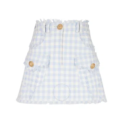 BALMAIN BALMAIN GINGHAM-PATTERN A-LINE MINISKIRT