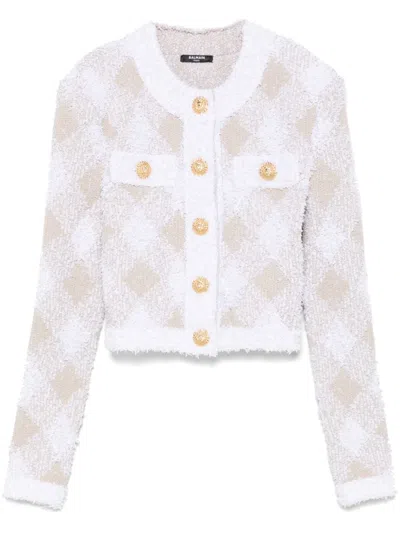 BALMAIN GINGHAM TWEED JACKET