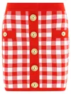 BALMAIN GINGHAM SKIRT SKIRTS RED