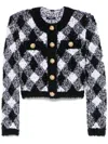 Balmain Vichy Tweed Short Jacket In White
