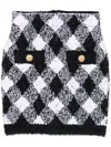 Balmain Checkered High Waist Metallic Mini Skirt In Black