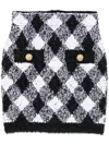 Balmain Checkered High Waist Metallic Mini Skirt In Black