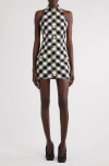 Balmain Gingham Tweed Minidress In White