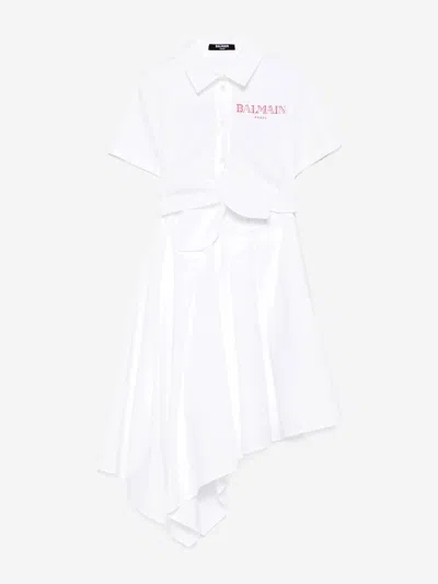 Balmain Babies'  Girls Asymmetrical Shirt Dress In White