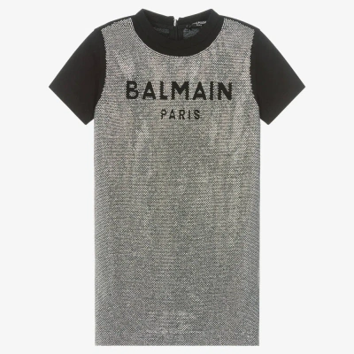 Balmain Kids' Girls Black Diamanté Dress