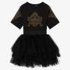 BALMAIN GIRLS BLACK TULLE DRESS