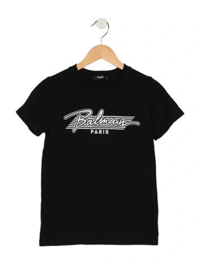 Pre-owned Balmain Kids' Girls Branded Pattern Printed Shirt In Black