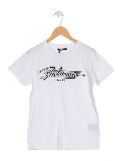 Pre-owned Balmain Kids' Girls Branded Pattern Printed Shirt In White
