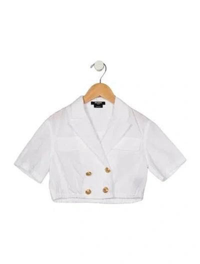 Pre-owned Balmain Kids' Girls Button Closure Top In White