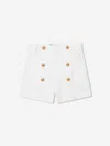 Balmain Button-embellished Denim Shorts In White