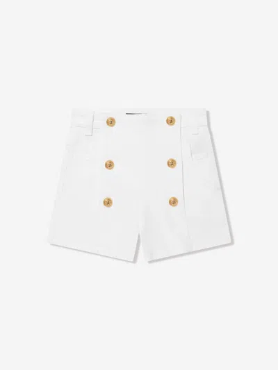 Balmain Kids' Girls Button Front Shorts In White