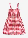 Balmain Girls Checked Tweed Dress In Red
