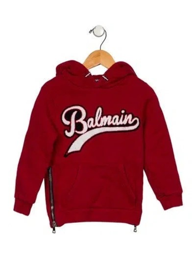 Pre-owned Balmain Kids' Girls' Cotton Logo Pullover Sweatshirt In Red