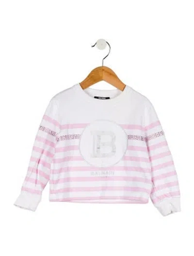 Pre-owned Balmain Babies' Girls' Cropped Striped Top In Multi