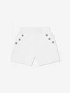 Balmain Girls Logo Button Shorts In White
