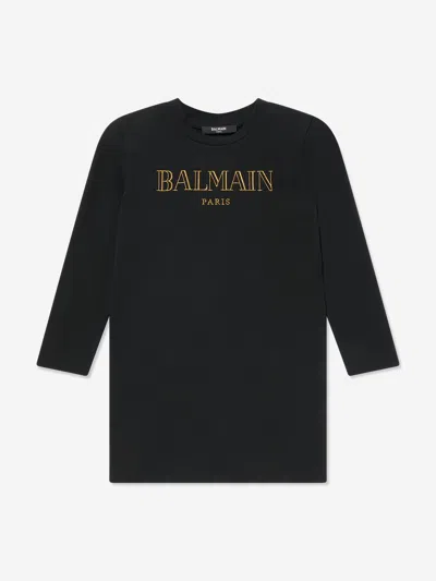 Balmain Babies'  Girls Logo Dress In Black