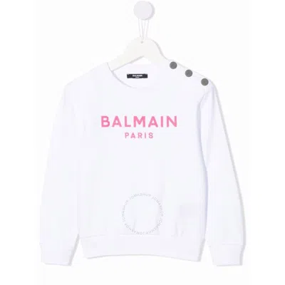 Balmain Kids'  Girls Logo-print Sweatshirt In White
