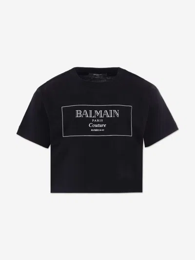 Balmain Babies'  Girls Logo Print T-shirt In Black